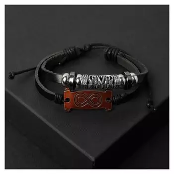 Браслет унисекс "Гранд" бесконечность, цвет серебряно-медный в чёрном