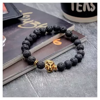 Браслет унисекс "Лев" лава, цвет чёрный