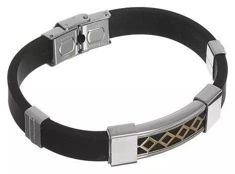 Браслет унисекс "Мощь" прямоугольник плетением, цвет чёрный в серебре