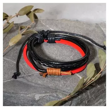Браслет унисекс "Сила" плетение, цвет красно-чёрный
