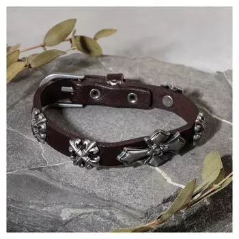 Браслет унисекс "Стиль" крест, цвет коричневый