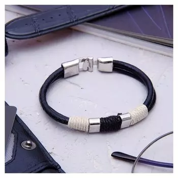 Браслет унисекс "Стиль" плетёнка, цвет чёрный