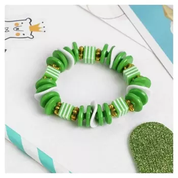 Браслет "Выбражулька" полосатый кубик, цвет зеленый