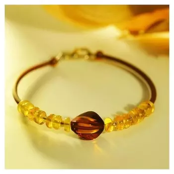 Браслет "Янтарь" на троче, шайба+еленка, цветной