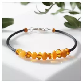 Браслет "Янтарь" на тросе, шайба через бисер