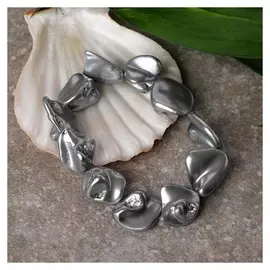 Браслет жемчуг "Барокко", цвет серый