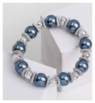 Браслет жемчуг "Бусинка", цвет серый в серебре