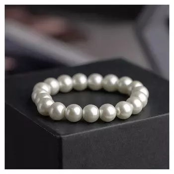 Браслет жемчуг "Бусинки" классика, цвет белый