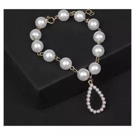 Браслет жемчуг "Скромность" капля, цвет белый в золоте