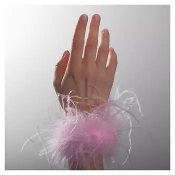 Браслета-манжета "Роскошь" перья, цвет розовый, 24 см