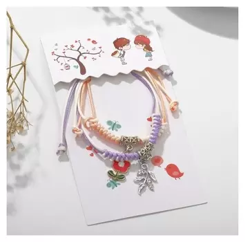 Браслеты "Неразлучники" цветок с веточкой, цветные