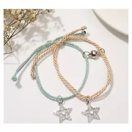 Браслеты "Неразлучники" на магните, звёзды сияющие, цвет белый в серебре