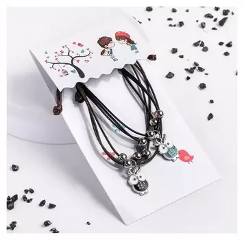 Браслеты "Неразлучники" совы, цвет чёрный