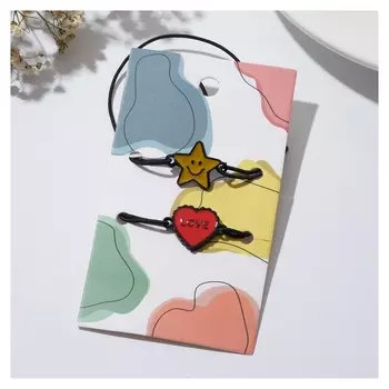 Браслеты "Неразлучники" звёздочка и сердечко, цвет красно-жёлтый, 7см