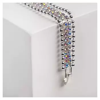 Браслеты со стразами "Сияй" нить кругами, цвет радужный в серебре, 18см