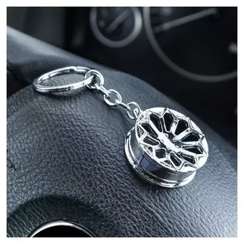 Брелок диск D-2 металл, хром