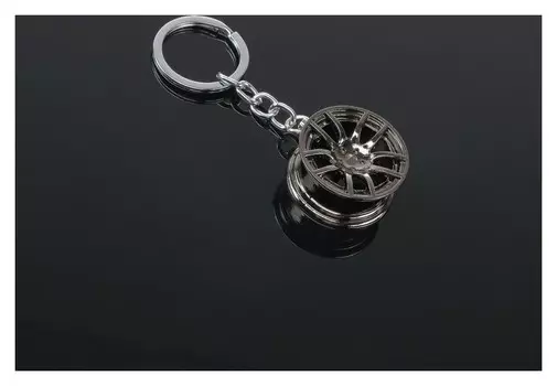 Брелок Диск темный хром металлический