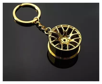 Брелок диск, золото, металл