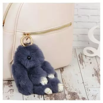 Брелок пушистик "Крольчонок темно-серый" 17х10х7 см