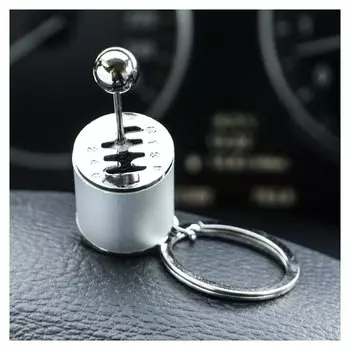 Брелок рычаг кпп, металл, серебро