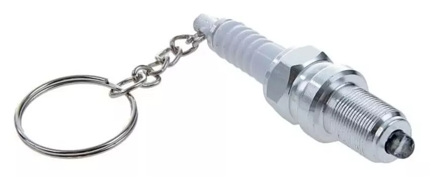 Брелок свеча зажигания с фонариком, хром, металл