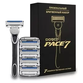 Бритвенный станок Dorco расе7, 5 кассет в подарочной упаковке с золотым тиснением