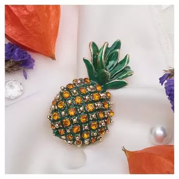 Брошь "Ананас", цвет желто-зеленый в золоте