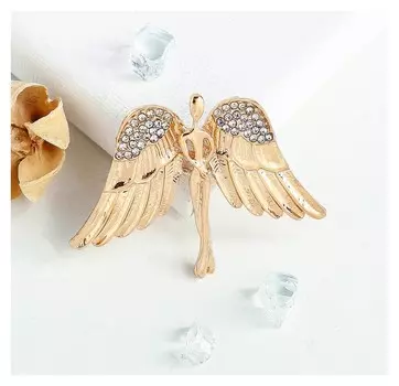 Брошь "Ангел", цвет белый в золоте