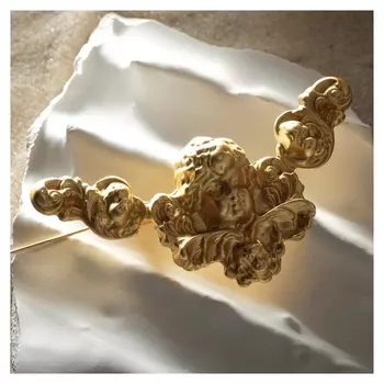 Брошь "Ангел", цвет матовое золото