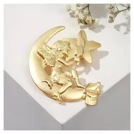 Брошь "Ангел-художник", цвет матовое золото