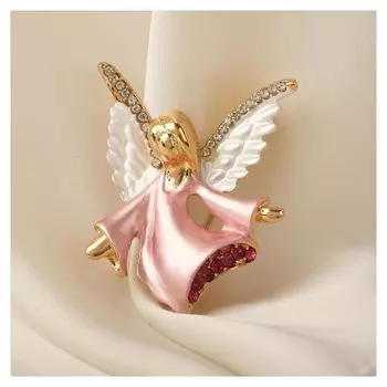 Брошь "Ангелок", цвет розовый в золоте