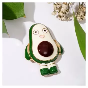 Брошь "Авокадо" человечек, цветная в золоте