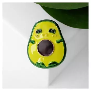 Брошь "Авокадо" мультяшный, цвет коричнево-зелёный в золоте