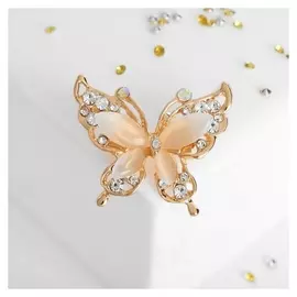 Брошь "Бабочка", цвет радужный в золоте
