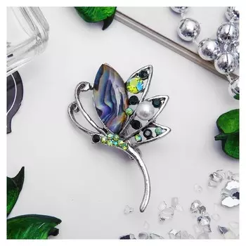 Брошь "Бабочка" мотылек, цветная в серебре