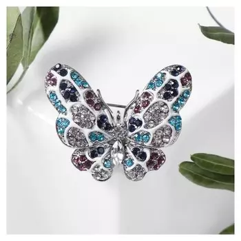 Брошь "Бабочка" нимфалида, цветная серебре