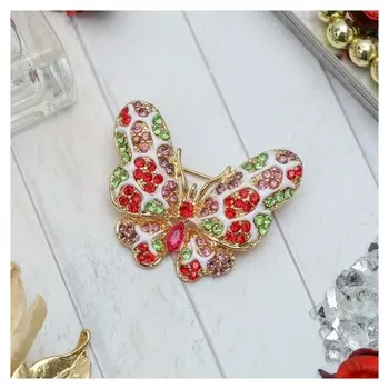 Брошь "Бабочка" нимфалида, цветная в золоте