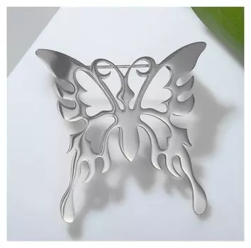 Брошь "Бабочка" орнамент, цвет серебро