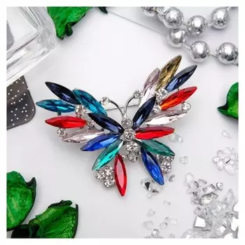 Брошь "Бабочка" парусник, цветная в серебре