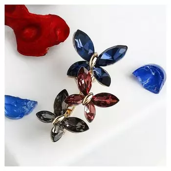 Брошь "Бабочки", цветная в кофейном золоте