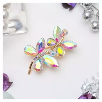 Брошь "Бабочки" парочка, цвет радужный в золоте