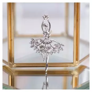 Брошь "Балерина" ан лер, цвет белый в серебре