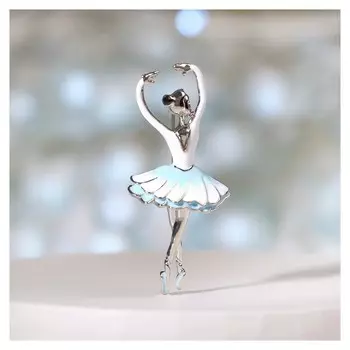 Брошь "Балерина", цвет бело-голубой в серебре
