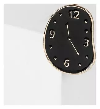 Брошь "Часы" дали, цвет чёрный в золоте