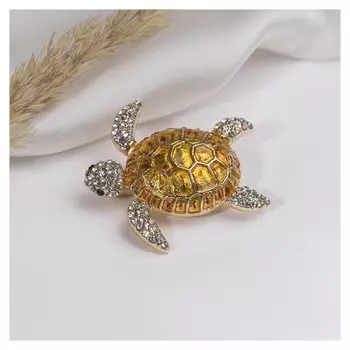Брошь "Черепашка", цвет коричневый в золоте