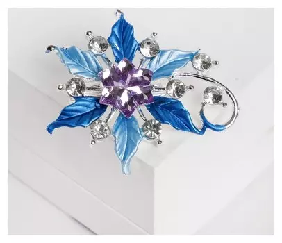 Брошь "Цветочек" сказочный, цветная в серебре