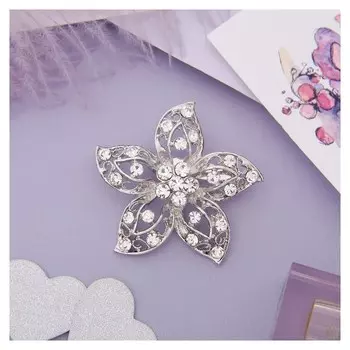 Брошь "Цветок", цвет белый в серебре