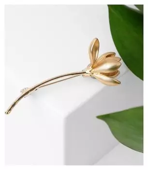 Брошь "Цветок", цвет матовый золотой в золоте