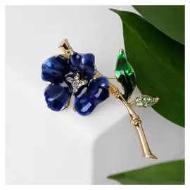 Брошь "Цветок", цвет сине-зелёный в золоте