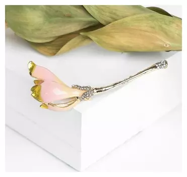 Брошь "Цветок" ирис, цвет бежевый в золоте